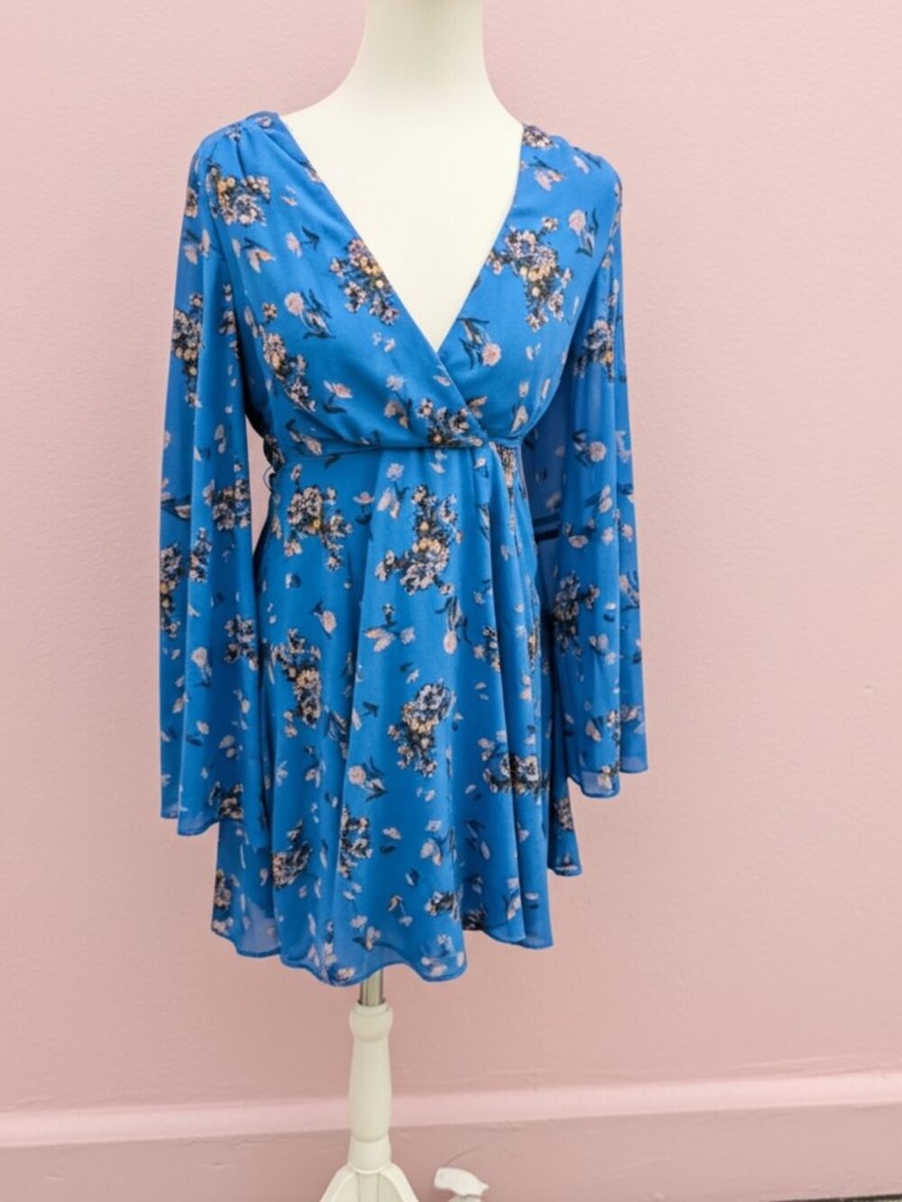 Wedgewood Blue Floral Mini Dress by Free People